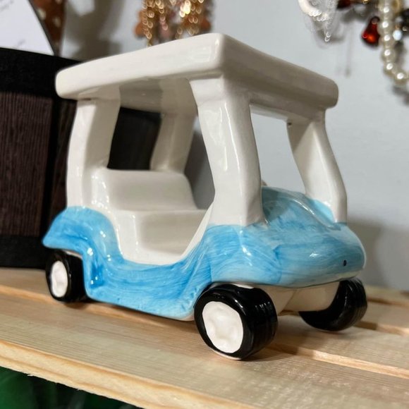 Baby Blue Golf Cart Ceramic Desk Golfer Home Office Decor Figurine Father Dad Gi - Picture 1 of 8